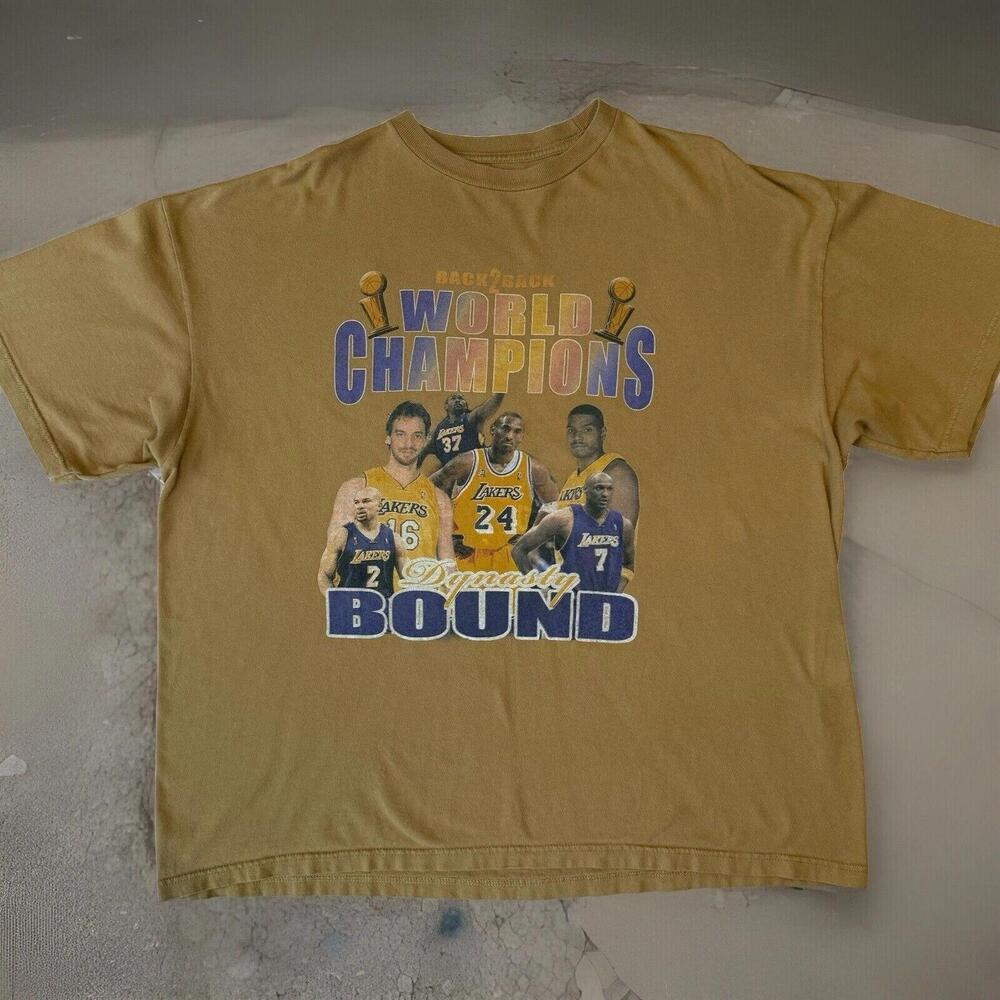 Los Angeles Lakers Nba Champions Shirt 2Xl Yellow Back2Back Kobe Bryant